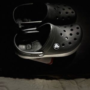 Kids Black Crocs sequins silver side